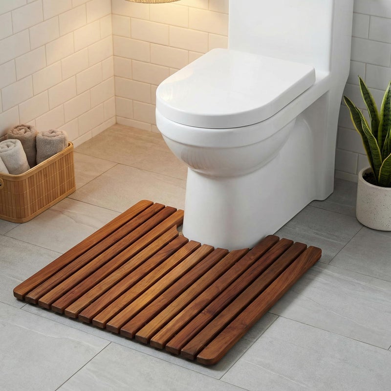 Bare Decor حصيرة مرحاض من خشب الساج الصلب الأصلي بيتر من بار ديكور، 20x20 - Image 2